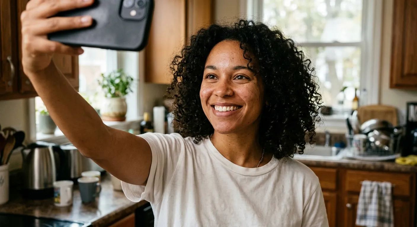 Casual selfie before AI transformation